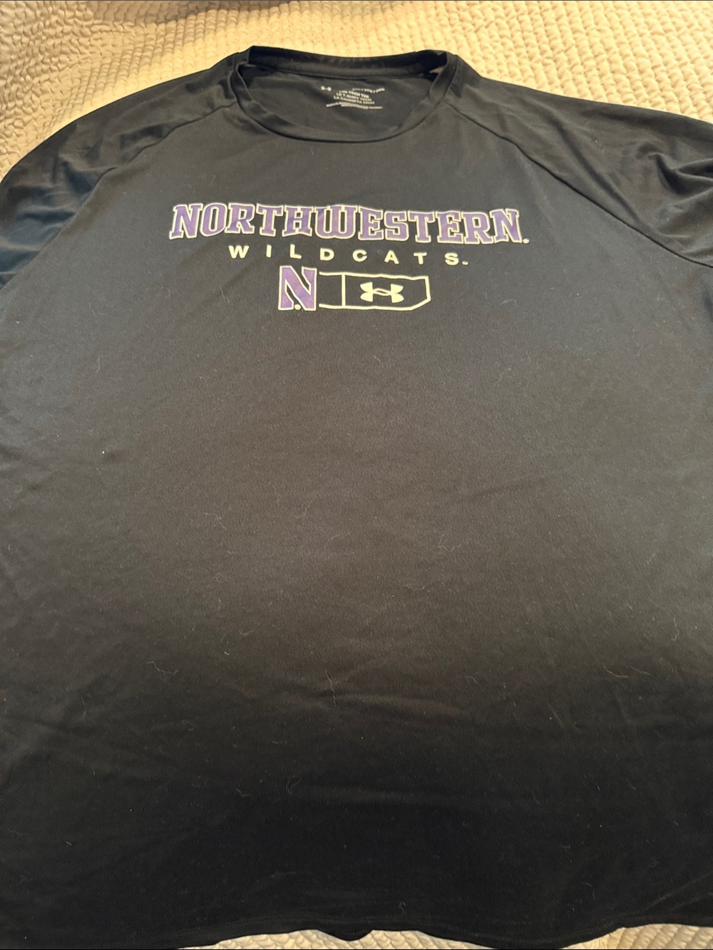 Under Armour Black Northwestern Wildcats Short Sleeve Tee with Purple Logo